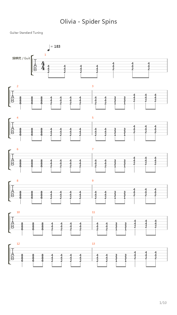 Spider Spins吉他谱