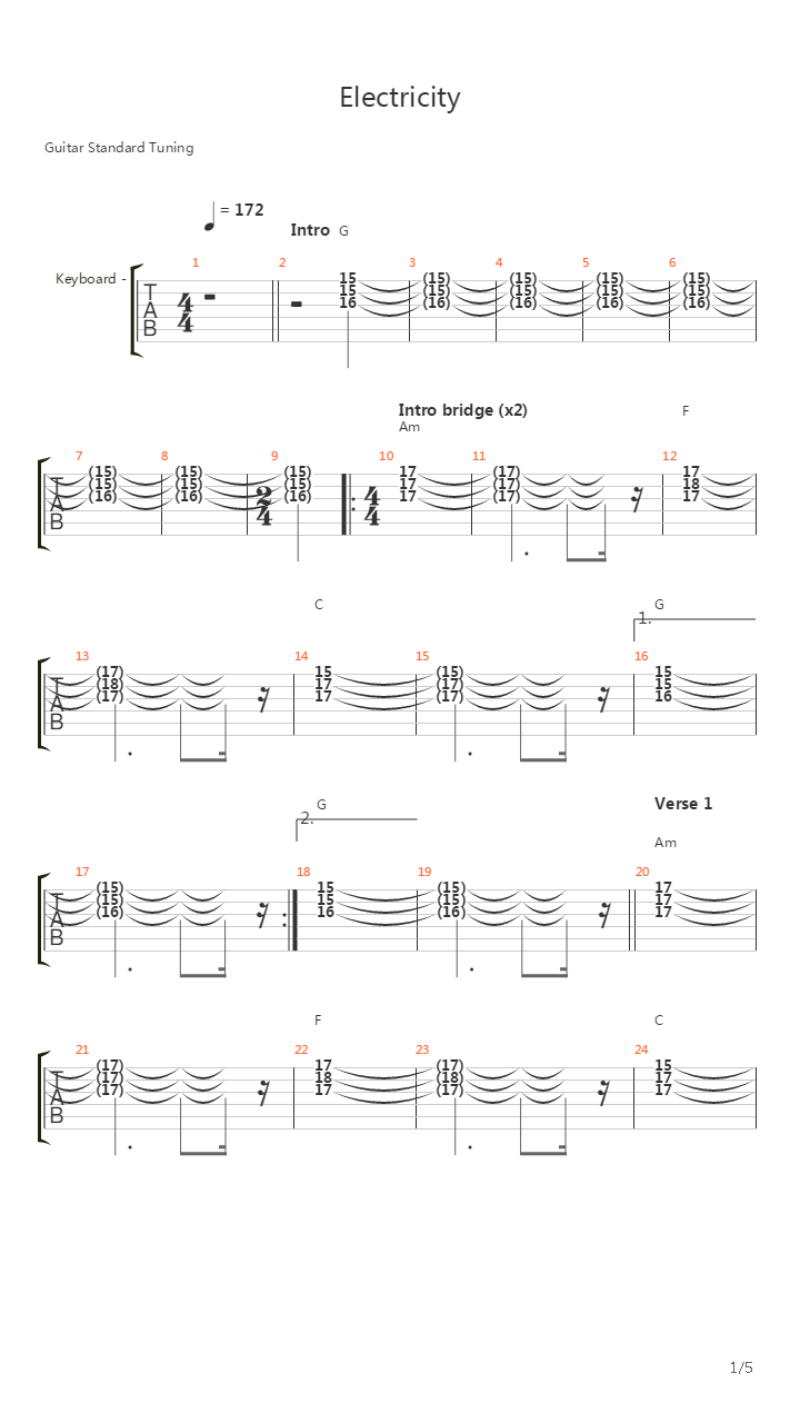 Electricity吉他谱