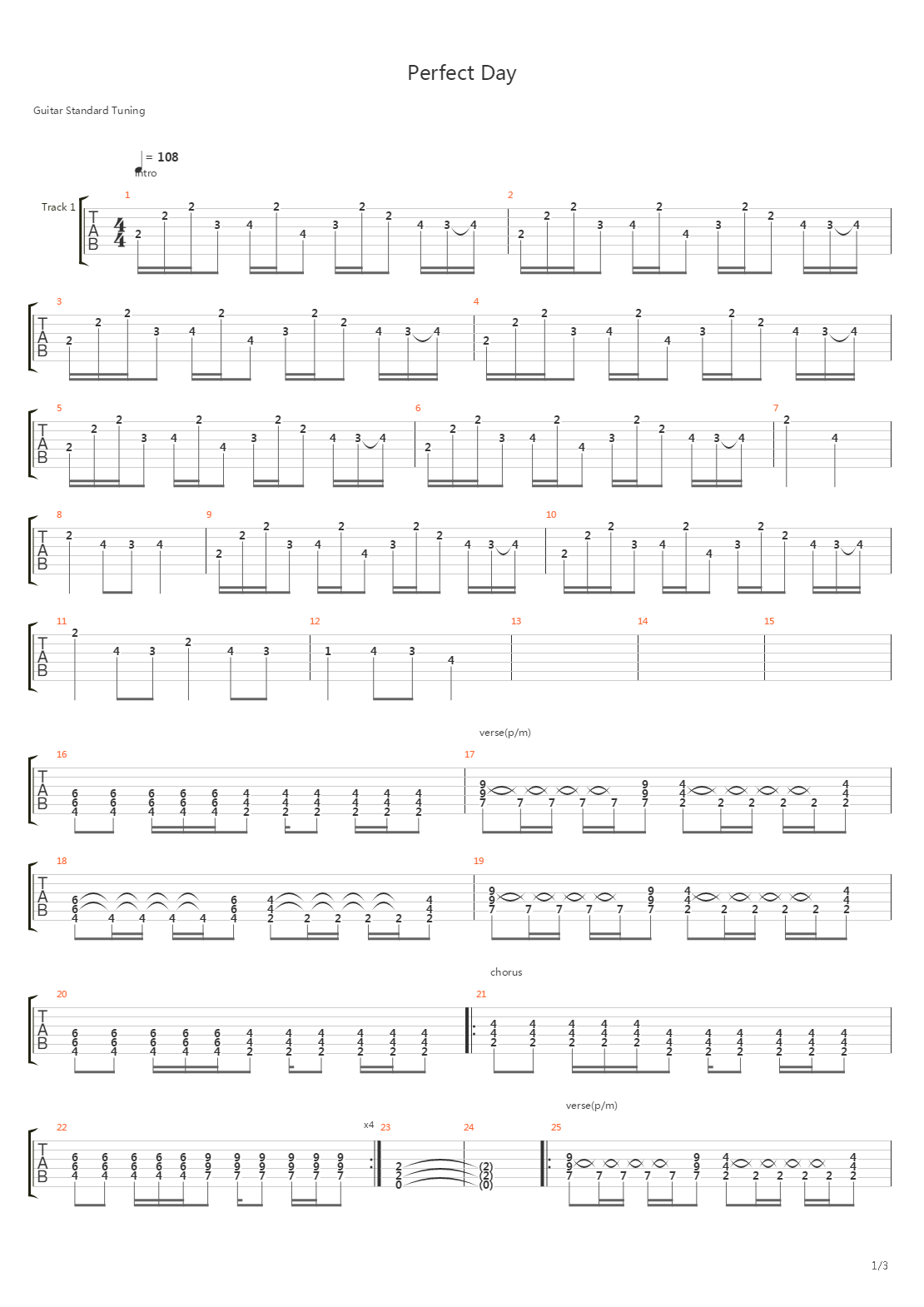 perfect day吉他譜