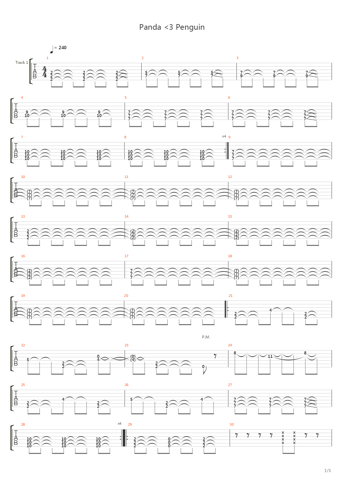 Panda 3 Penguin吉他谱