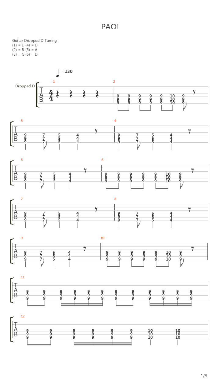 Pao吉他谱