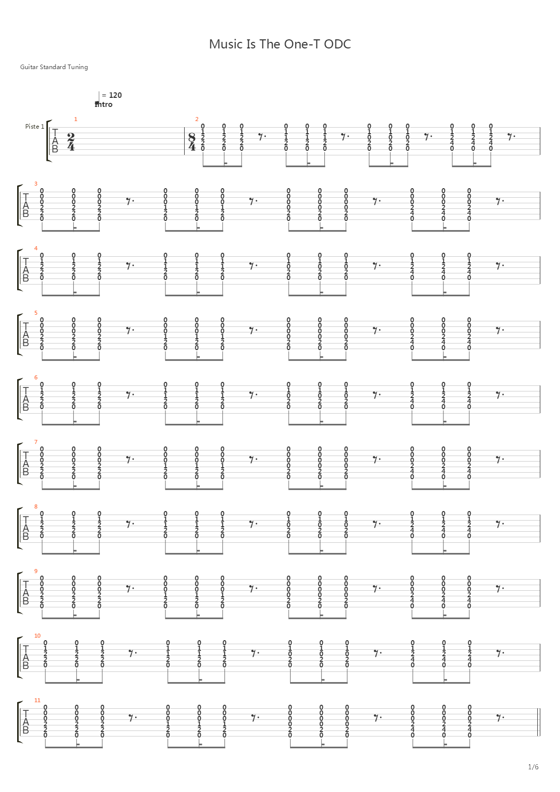 Music Is The One-t Odc吉他谱