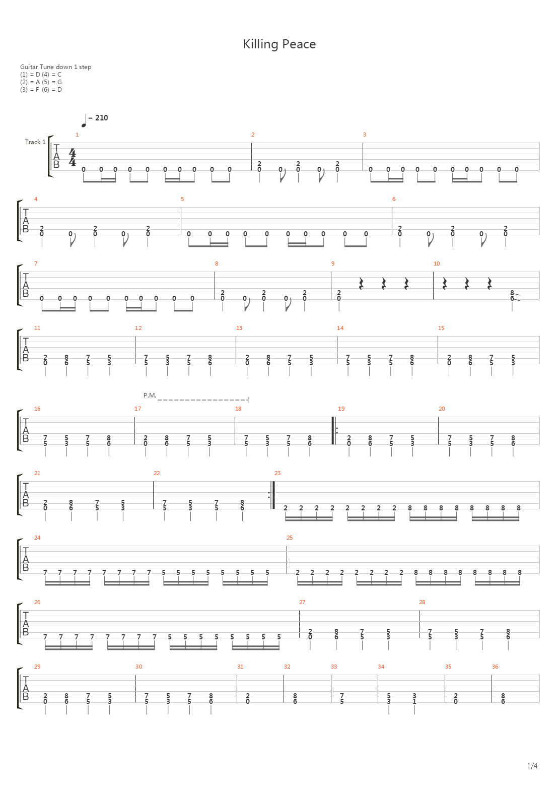 Killing Peace吉他谱
