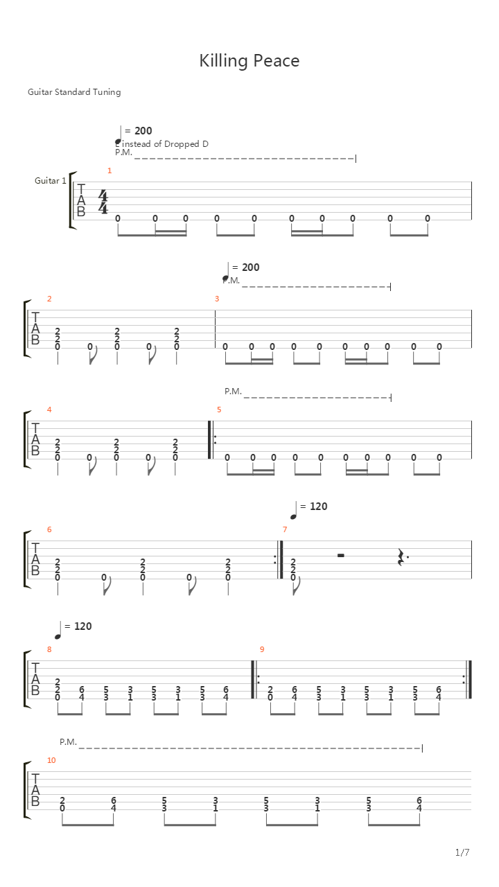 Killing Peace吉他谱