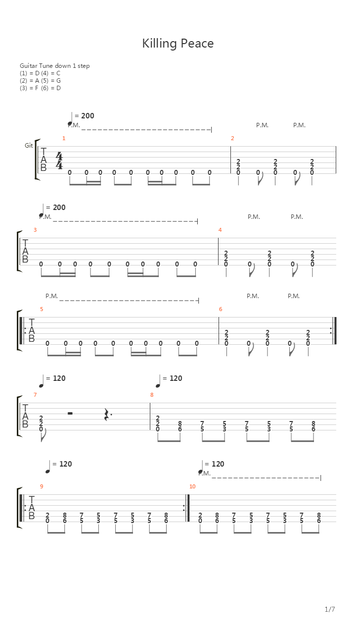 Killing Peace吉他谱