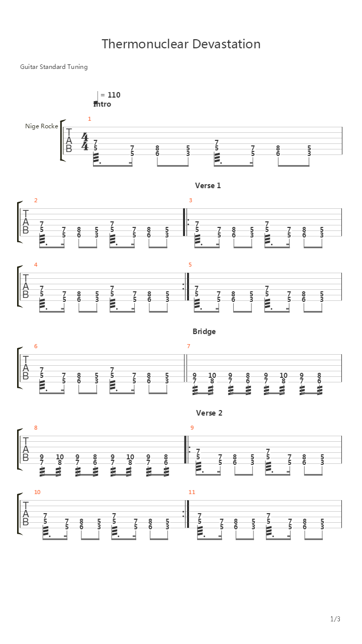 Thermonuclear Devastation吉他谱