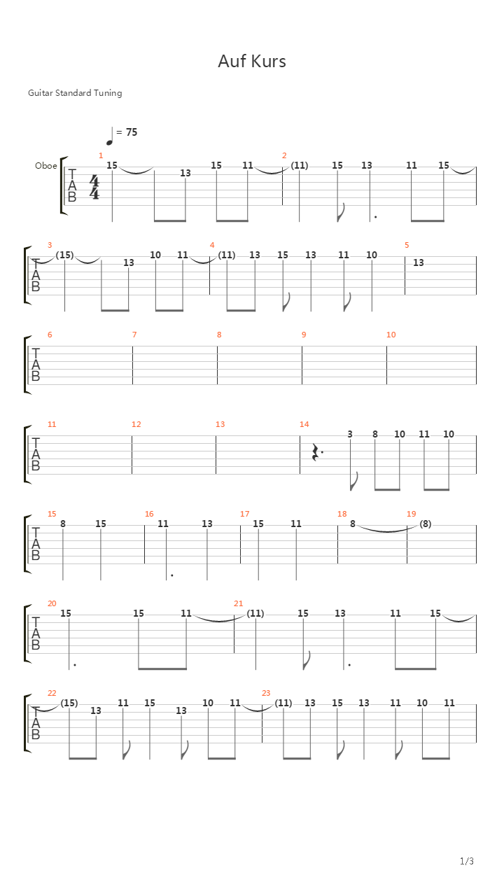 Auf Kurs吉他谱