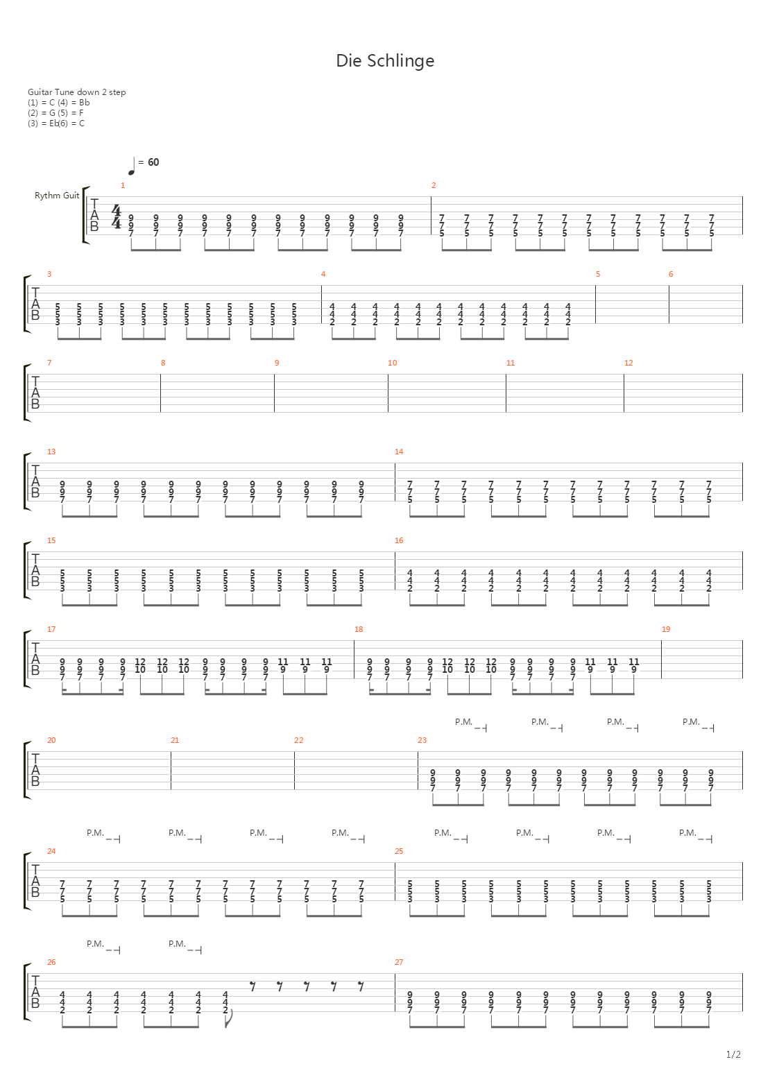 Die Schlinge吉他谱