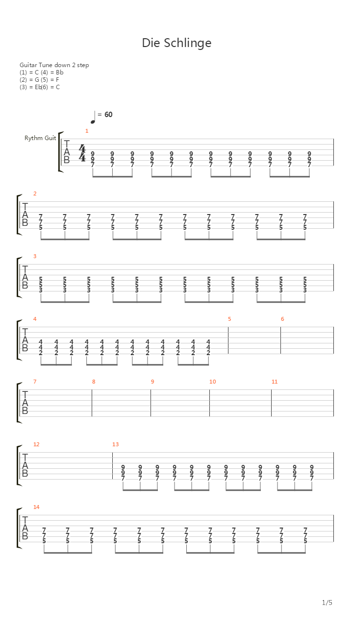 Die Schlinge吉他谱