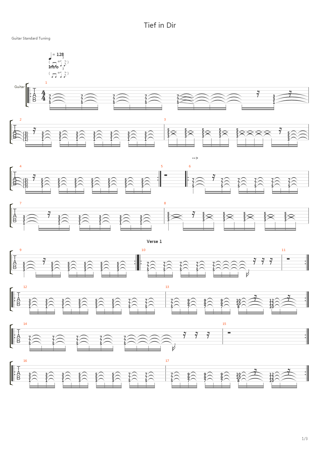 Tief In Dir吉他谱