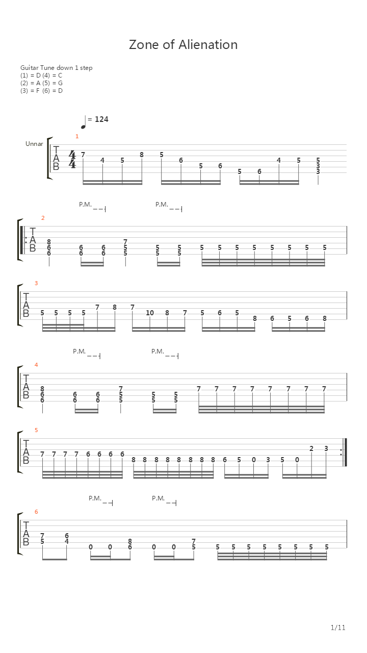 Zone Of Alienation吉他谱