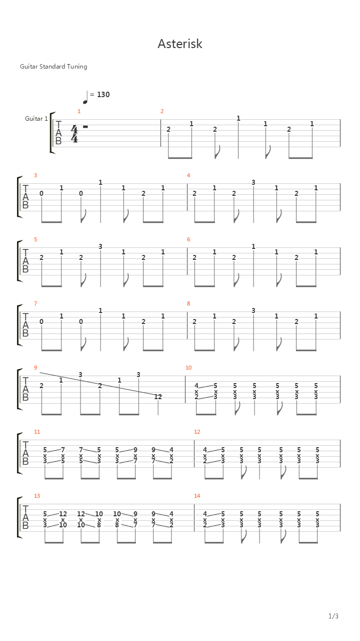 Asterisk吉他谱