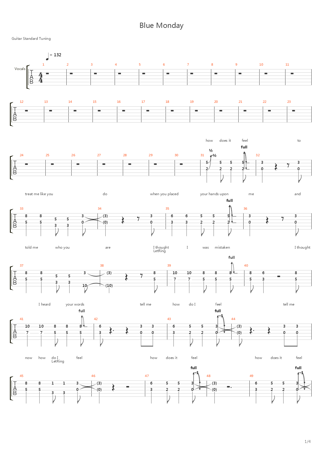Blue Monday吉他谱