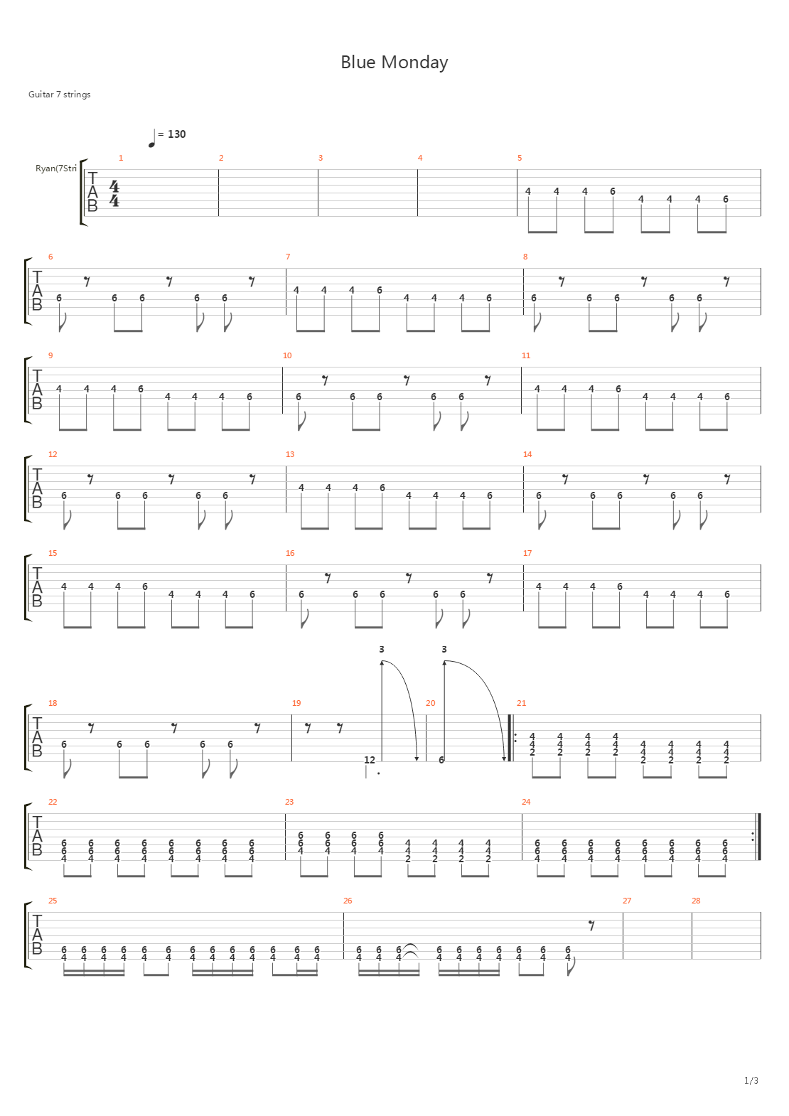 Blue Monday吉他谱