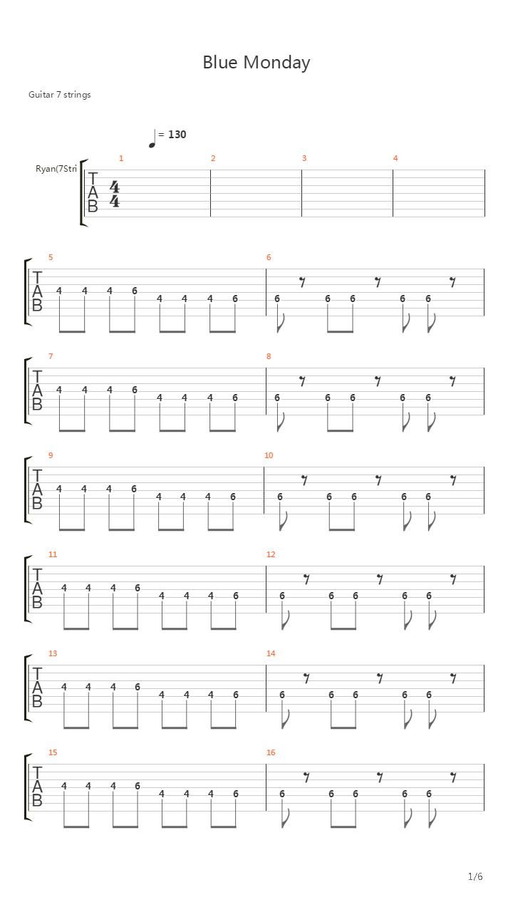 Blue Monday吉他谱