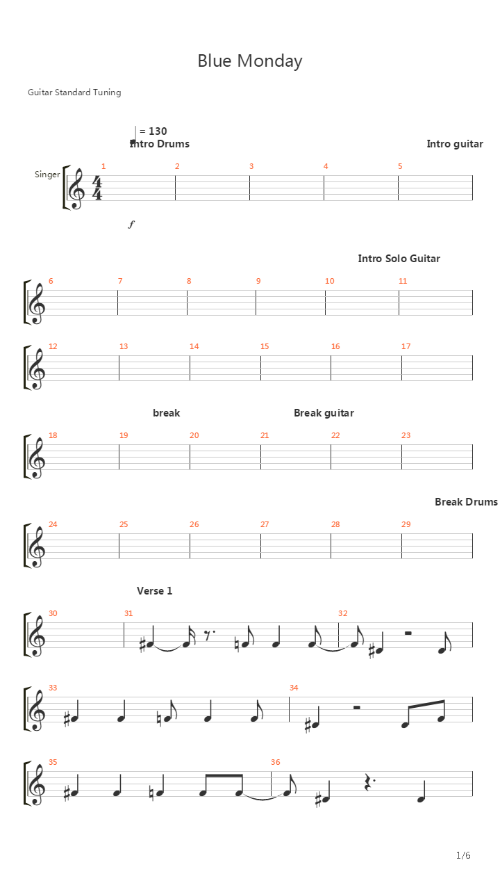 Blue Monday吉他谱