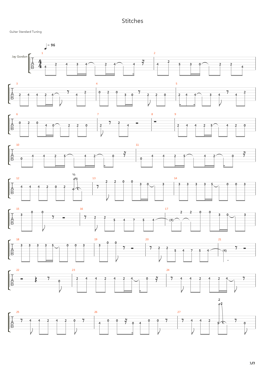 Stitches吉他谱