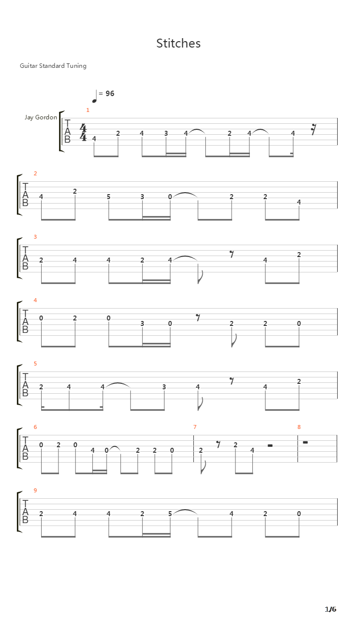 Stitches吉他谱