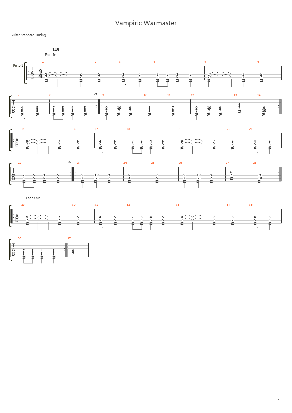 Vampiric Warmaster吉他谱