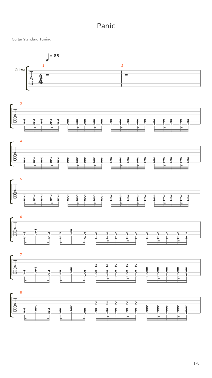Panic吉他谱