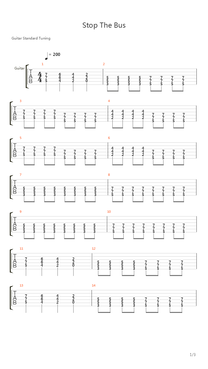 Stop The Bus吉他谱