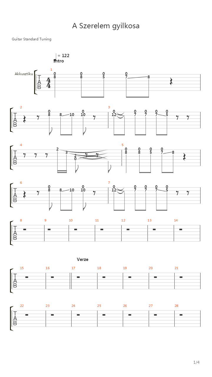 A Szerelem Gyilkosa吉他谱