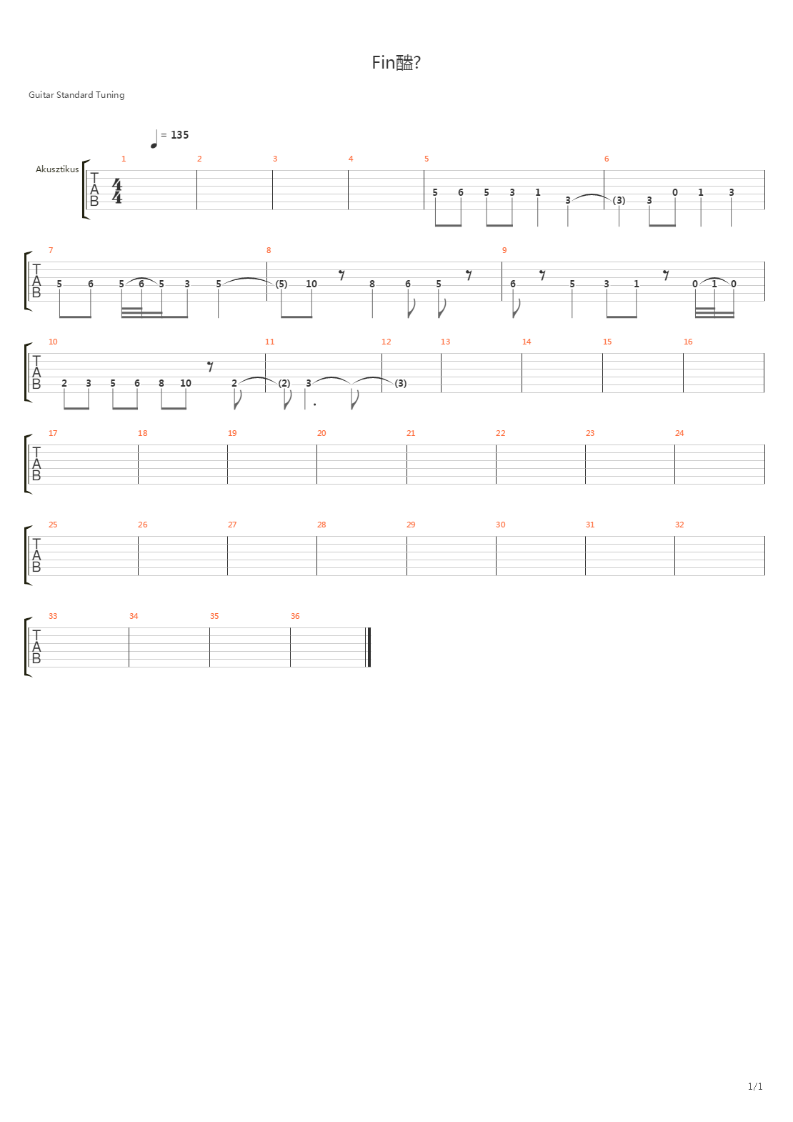 Finl吉他谱