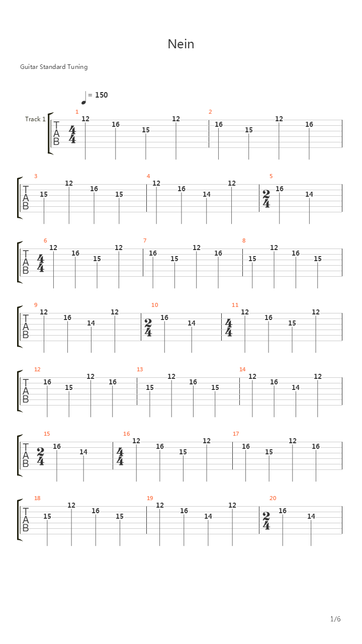 Nein吉他谱