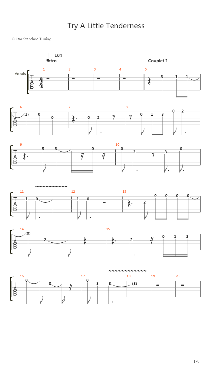 Try A Little Tenderness吉他谱