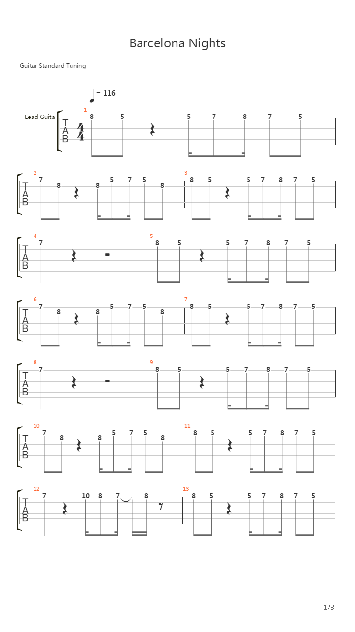 Barcelona Nights吉他谱