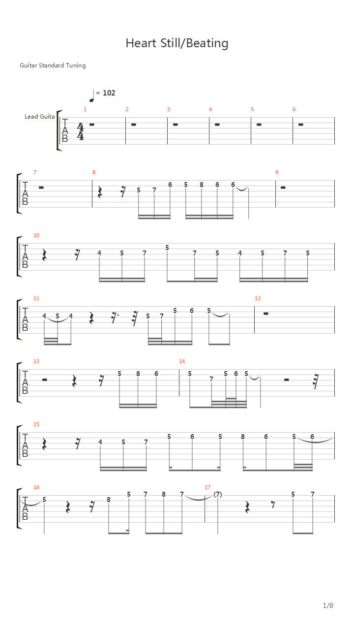 Heart Still Beating吉他谱