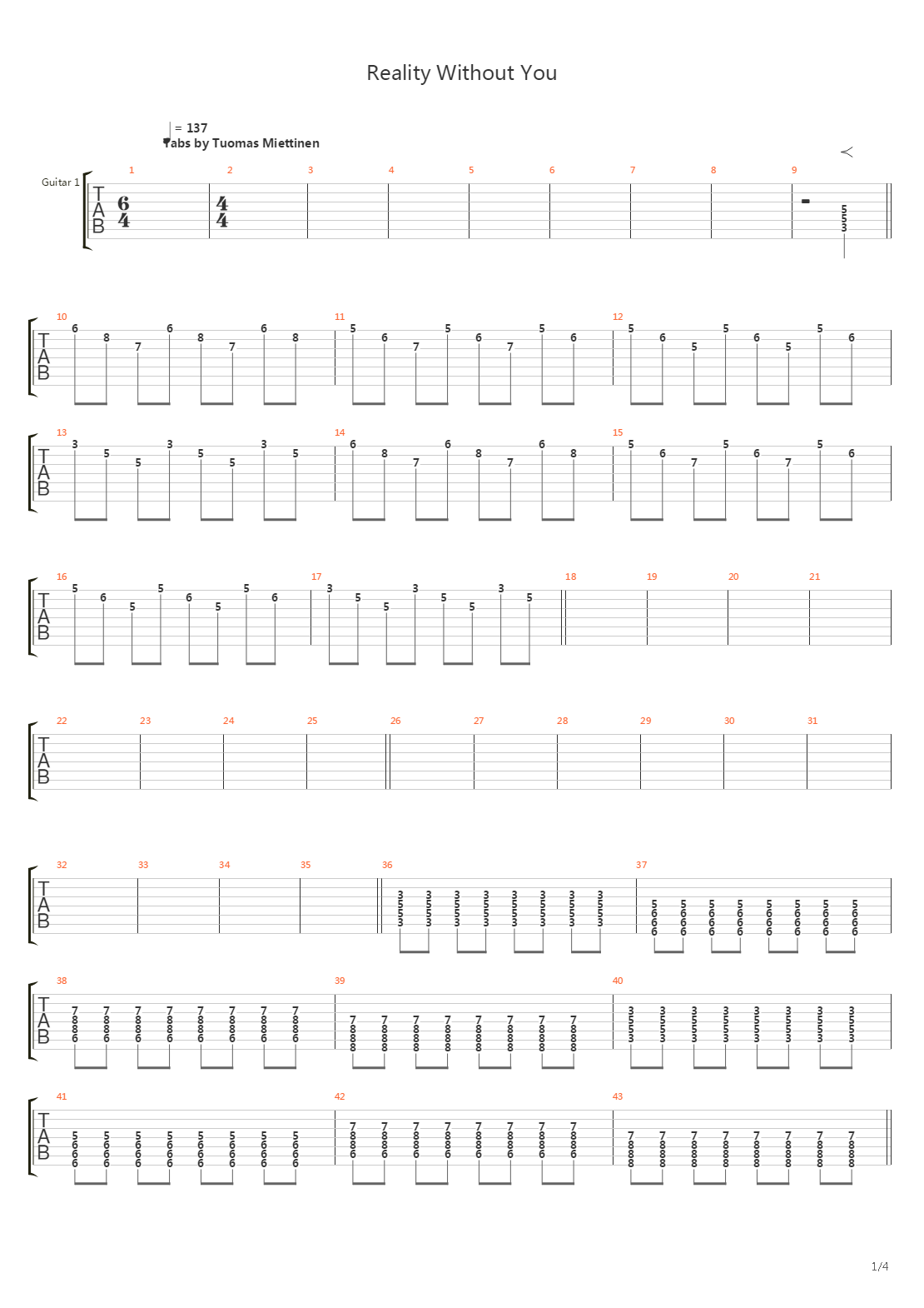 Reality Without You吉他谱