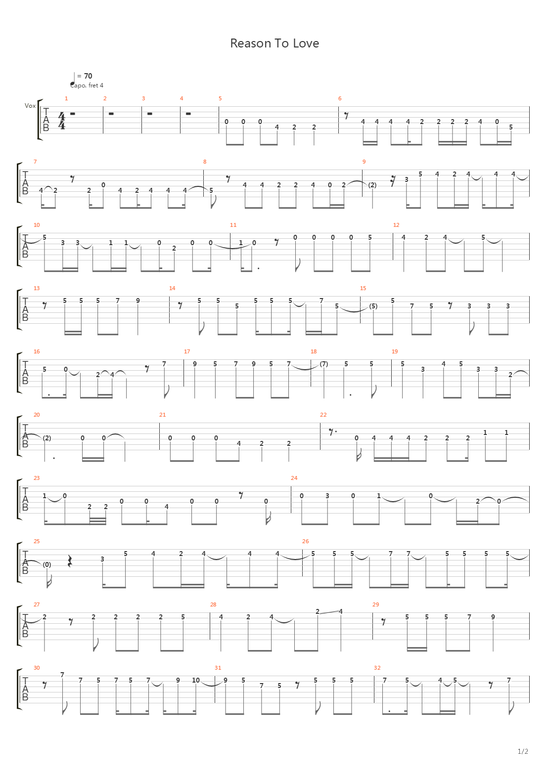 Reason To Love Acoustic吉他谱