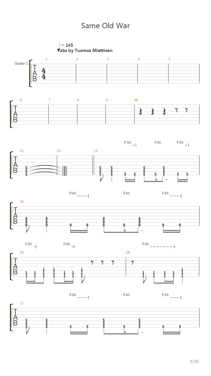 Same Old War吉他谱