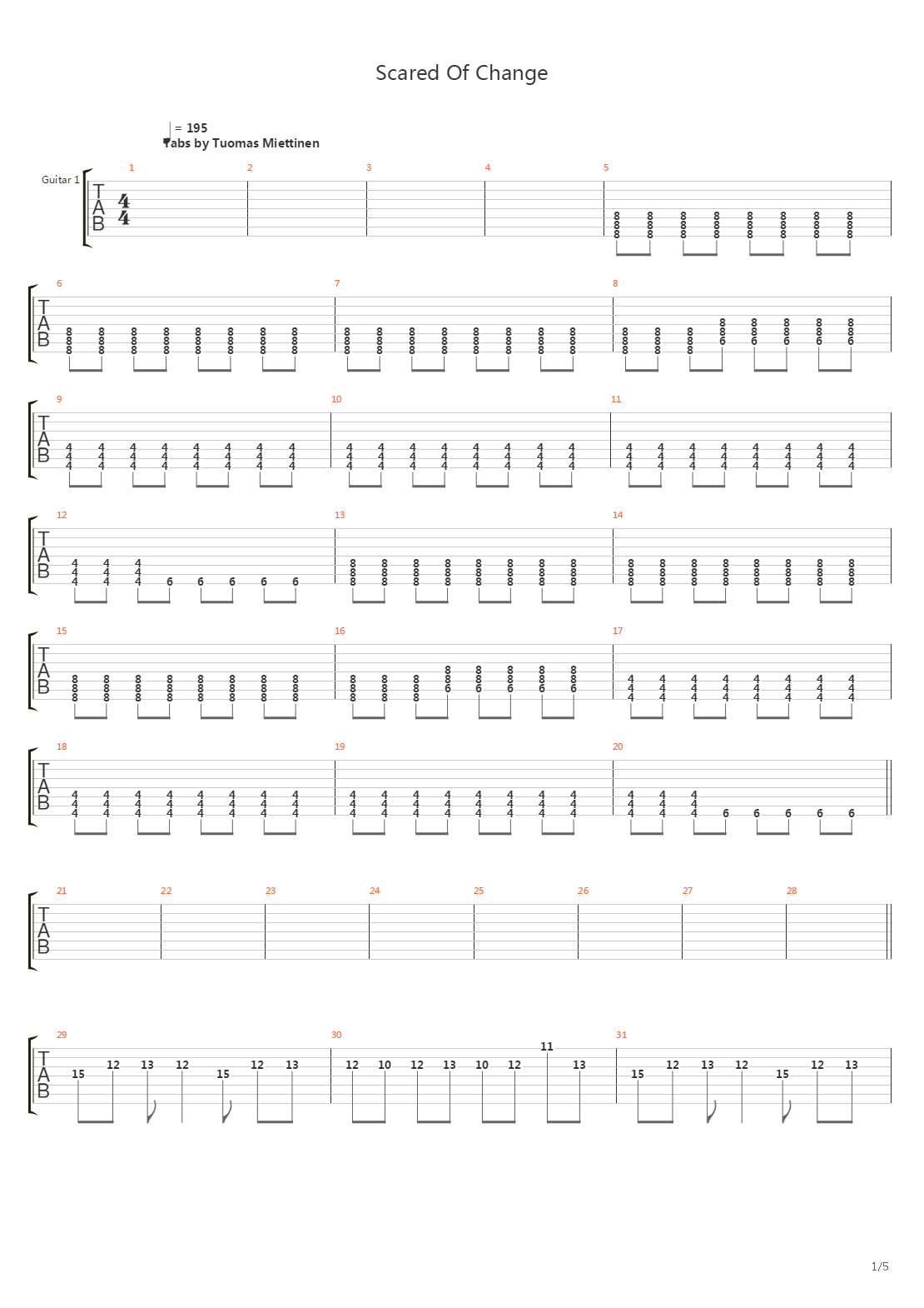 Scared Of Change吉他谱