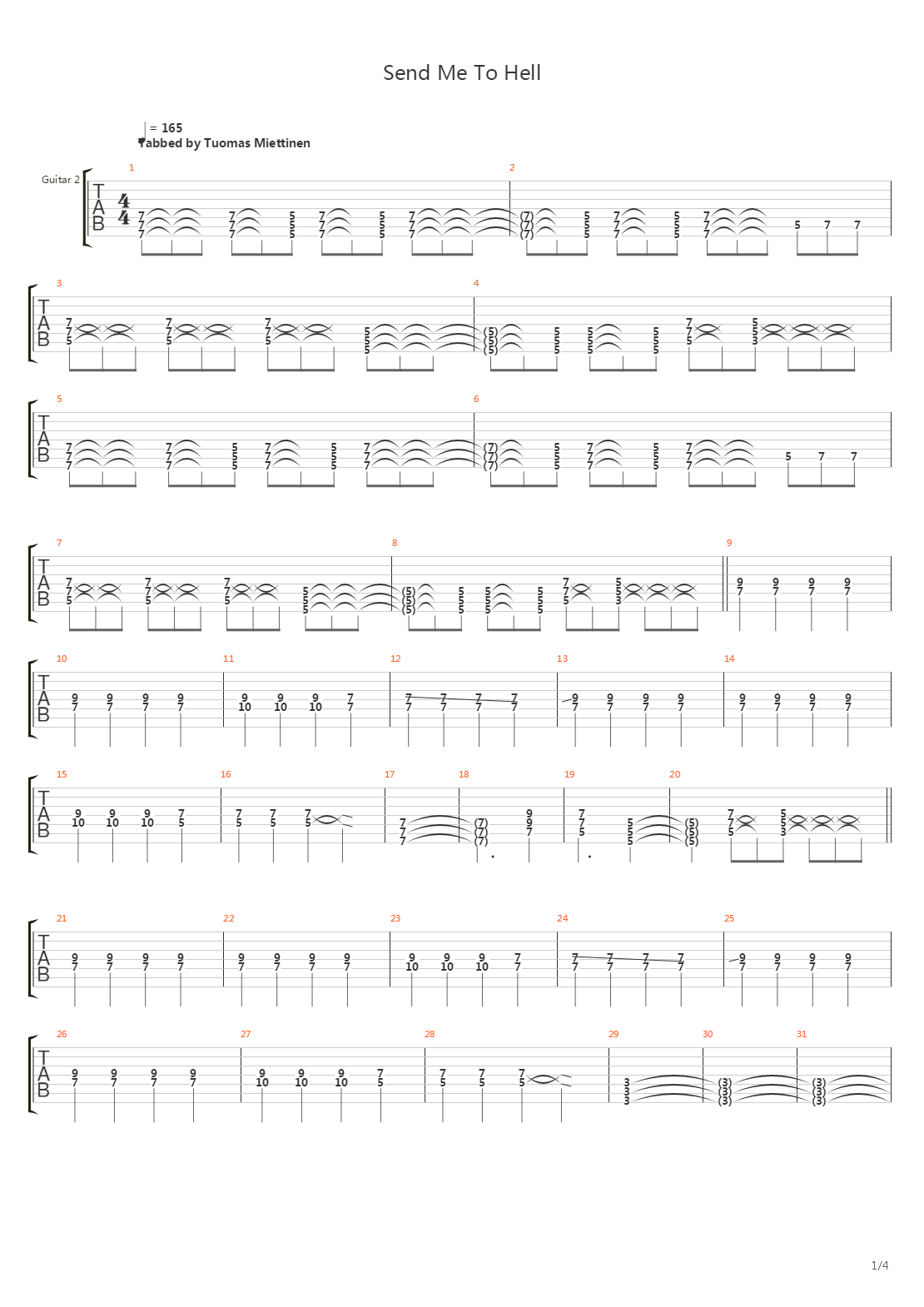 Send Me To Hell吉他谱