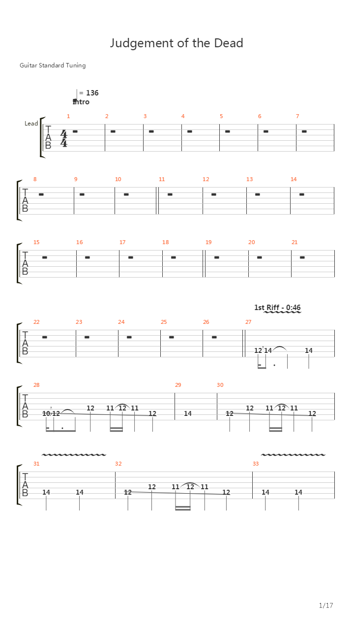 Judgement Of The Dead吉他谱