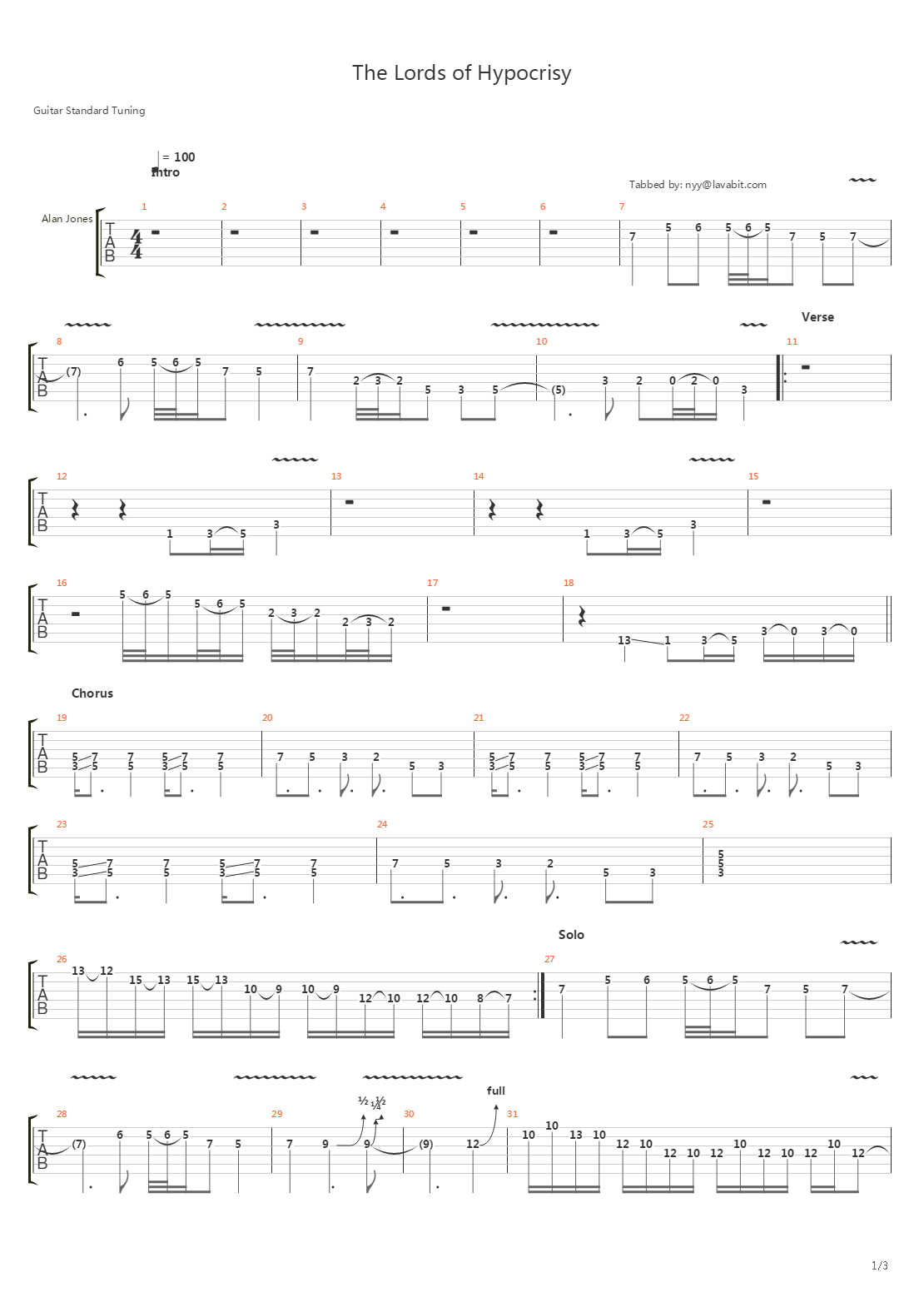The Lords Of Hypocrisy吉他谱