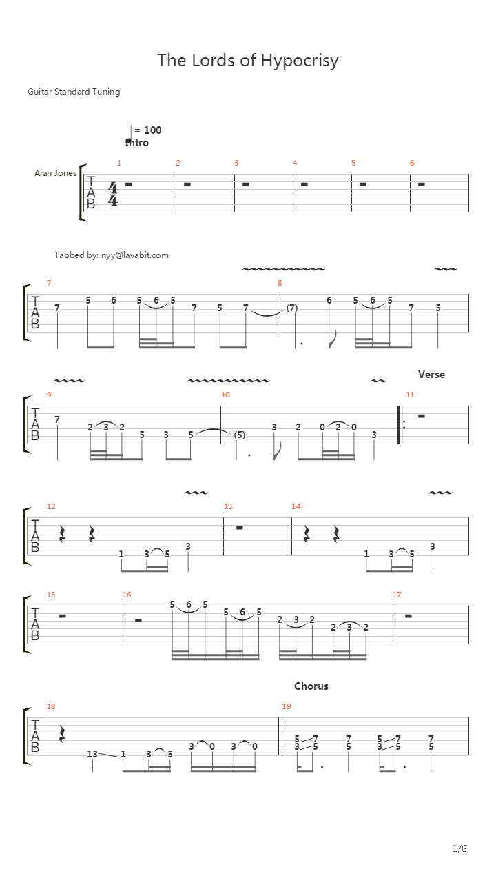 The Lords Of Hypocrisy吉他谱
