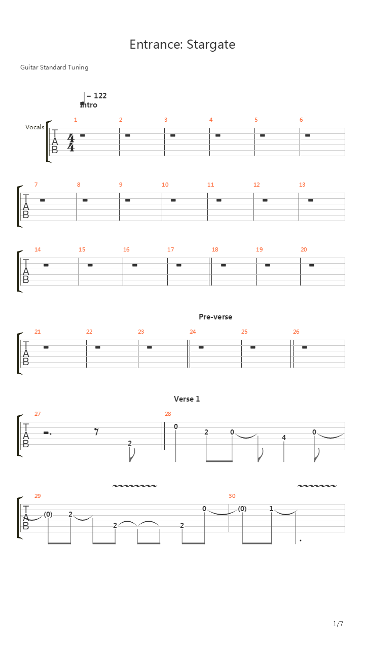 Entrance Stargate吉他谱