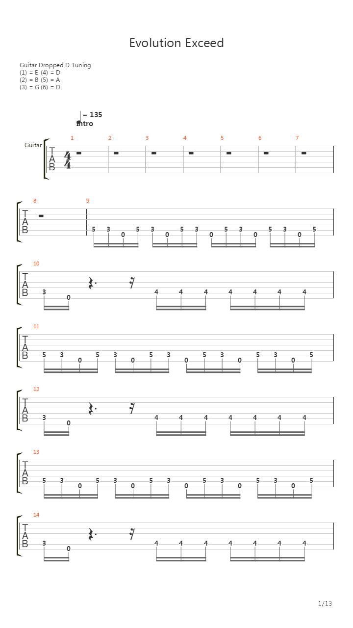 Evolution Exceed吉他谱