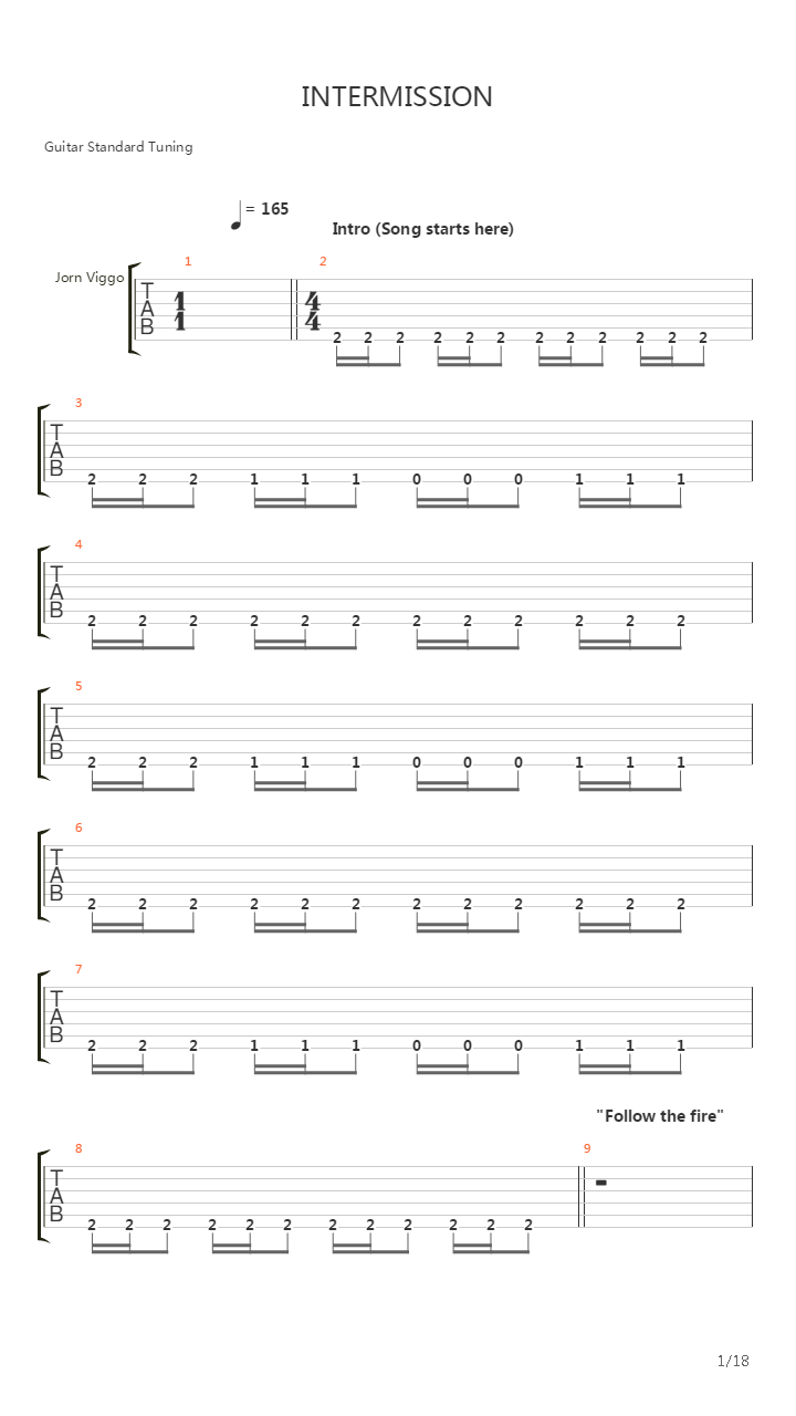 Intermission吉他谱