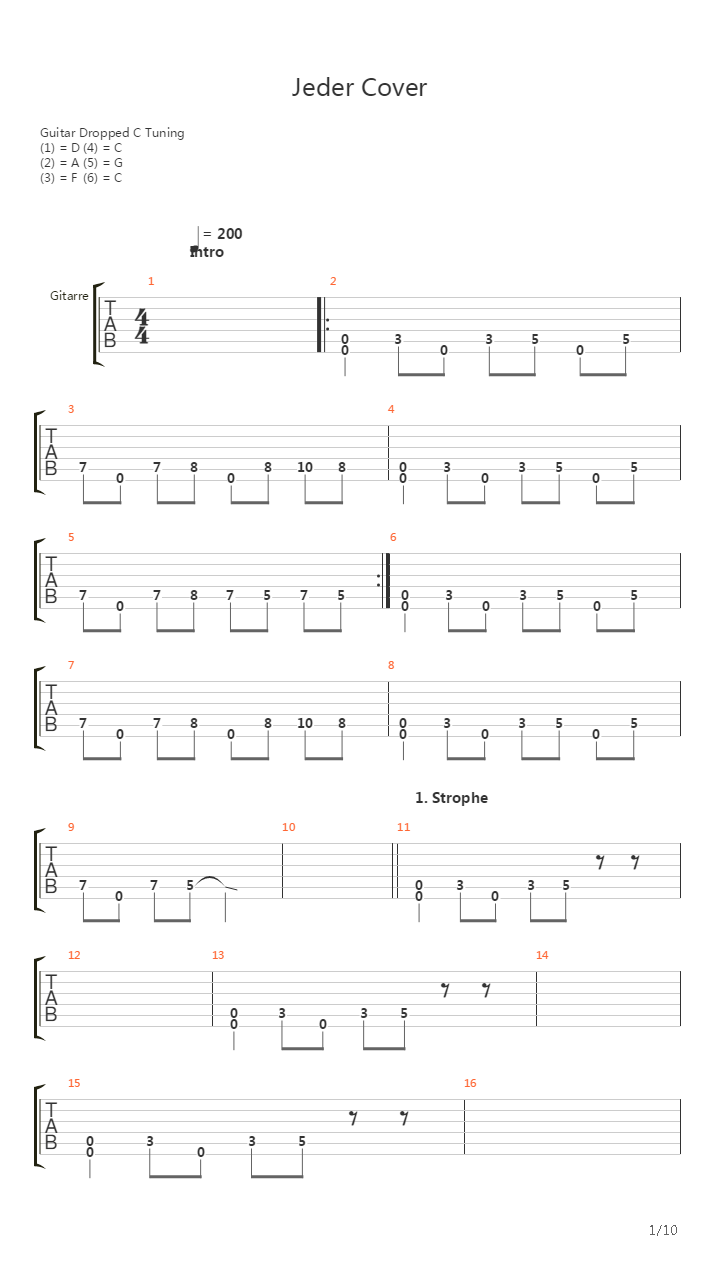 Jeder吉他谱