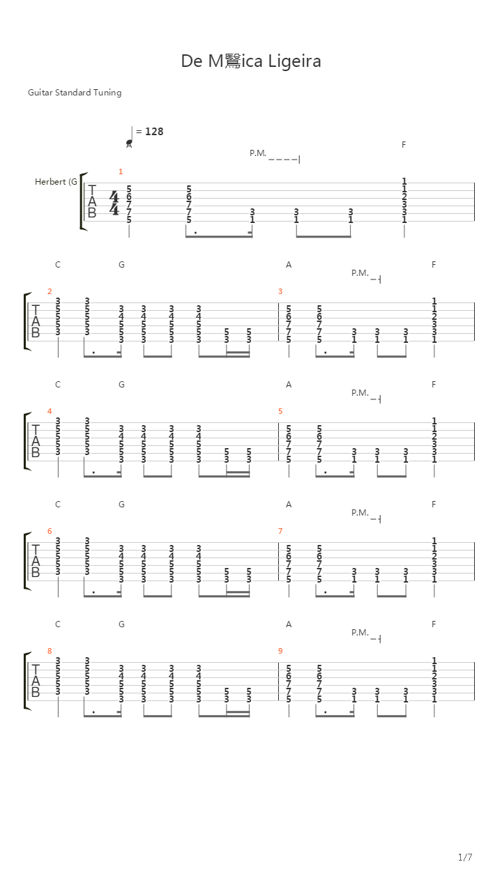 De Musica Ligeira吉他谱