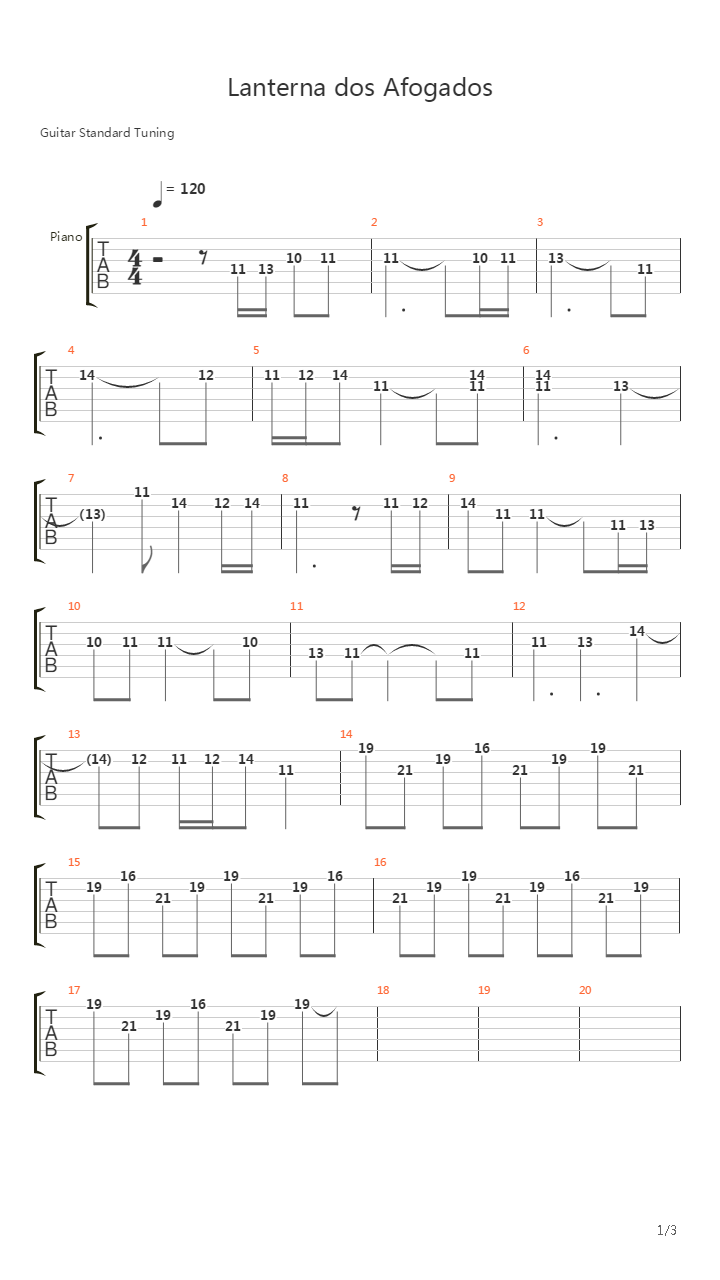 Lanterna Dos Afogados吉他谱