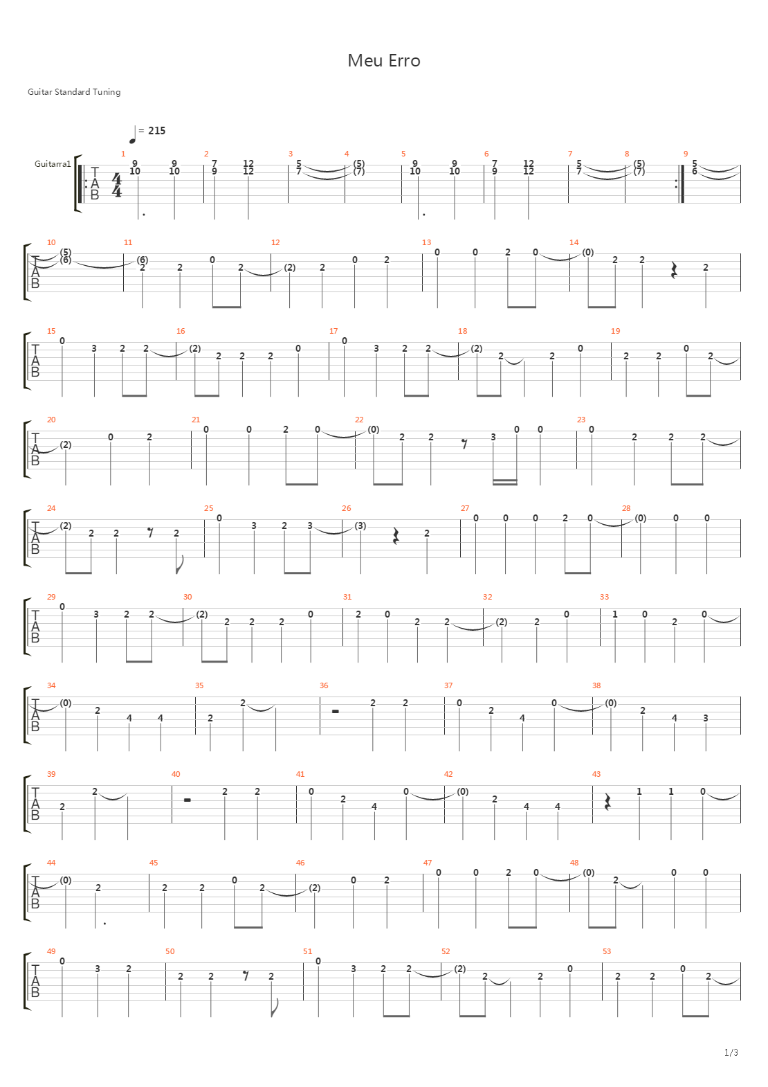 Meu Erro吉他谱