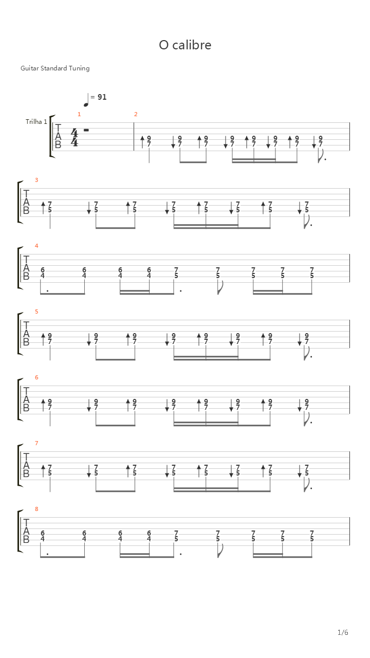 O Calibre吉他谱