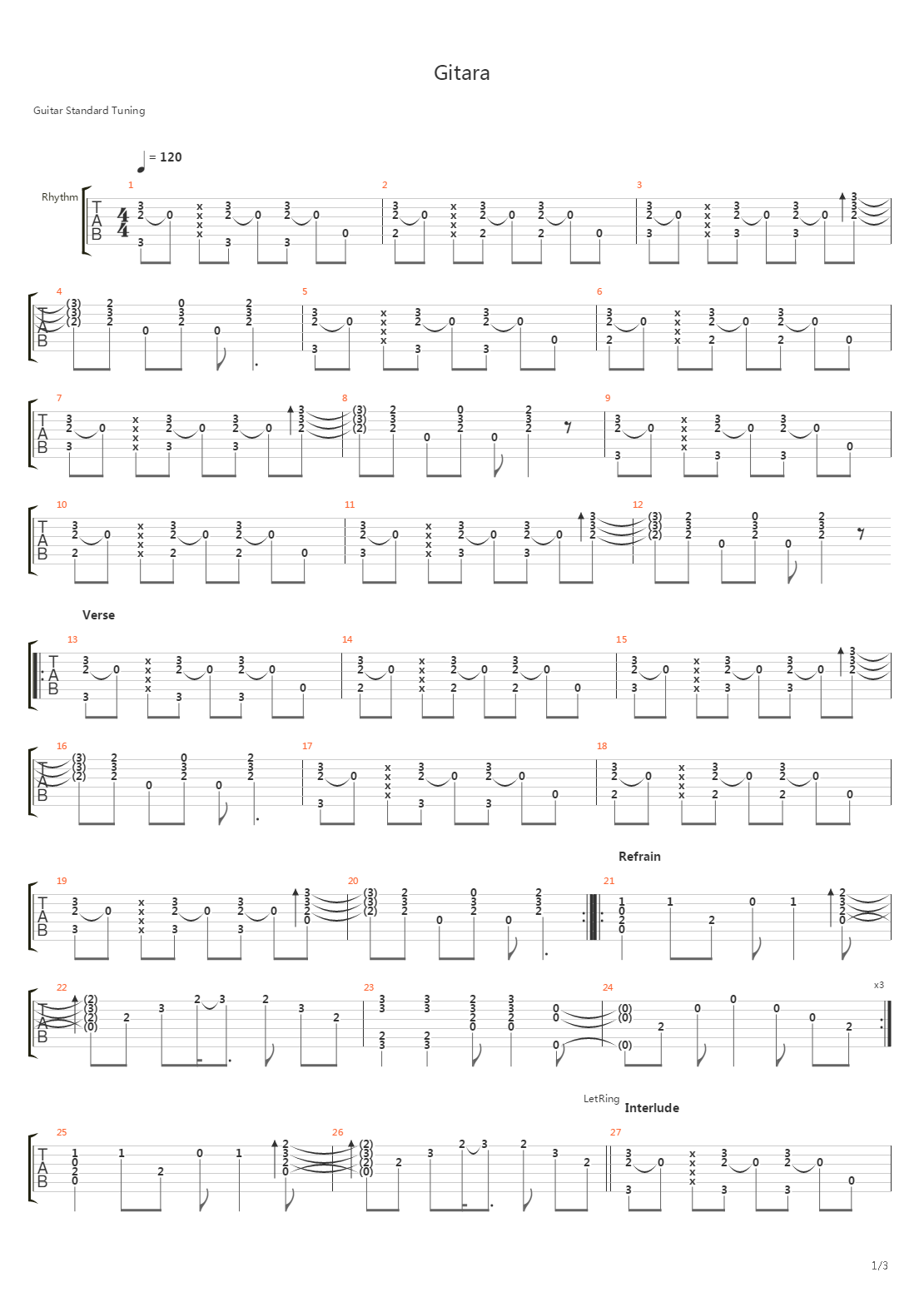 Gitara吉他谱