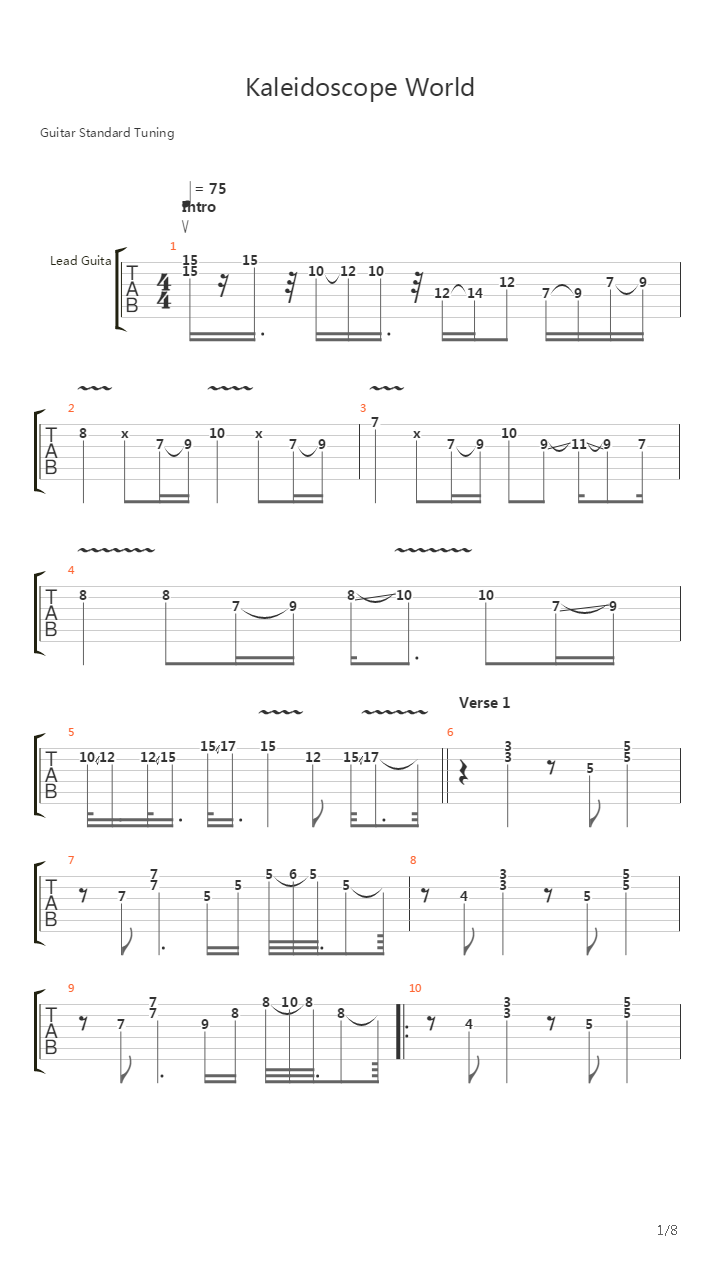 Kaleidoscope World吉他谱