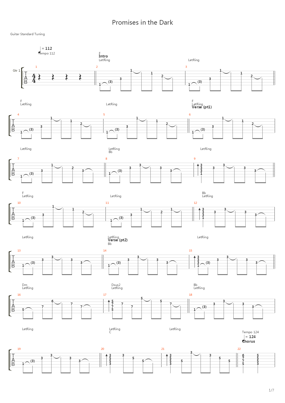 Promises In The Dark吉他谱